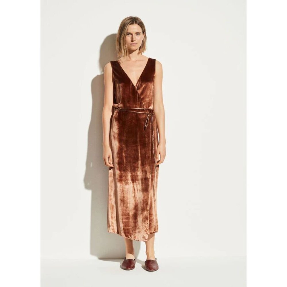 Vince - Panné Midi Wrap Dress in Rose Gold sz XS Women's